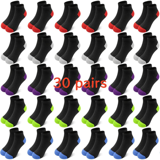 30 pairs of colorful children's socks for ages 1-14, casual and simple, comfortable and durable