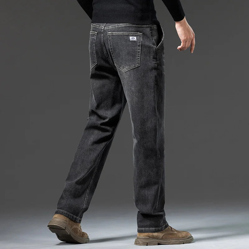 Men’s Loose Straight Leg Jeans – Retro Washed Casual Denim Pants