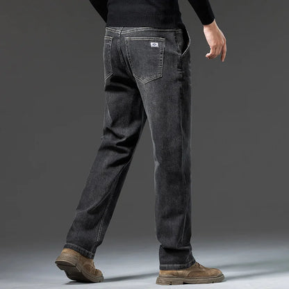 Men’s Loose Straight Leg Jeans – Retro Washed Casual Denim Pants