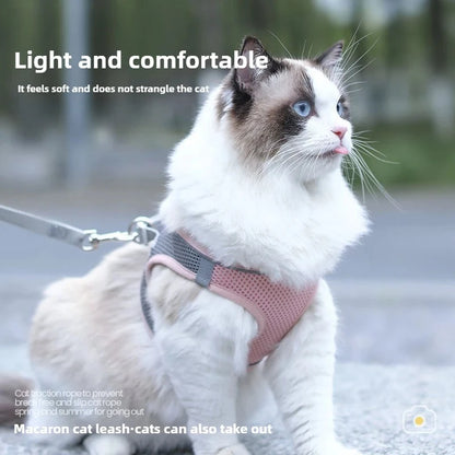 Pet Things Cat Accessories Cute Adjustable Cat Collar and Leash Set for Walking Safe Reflective Soft Comfortable Vest