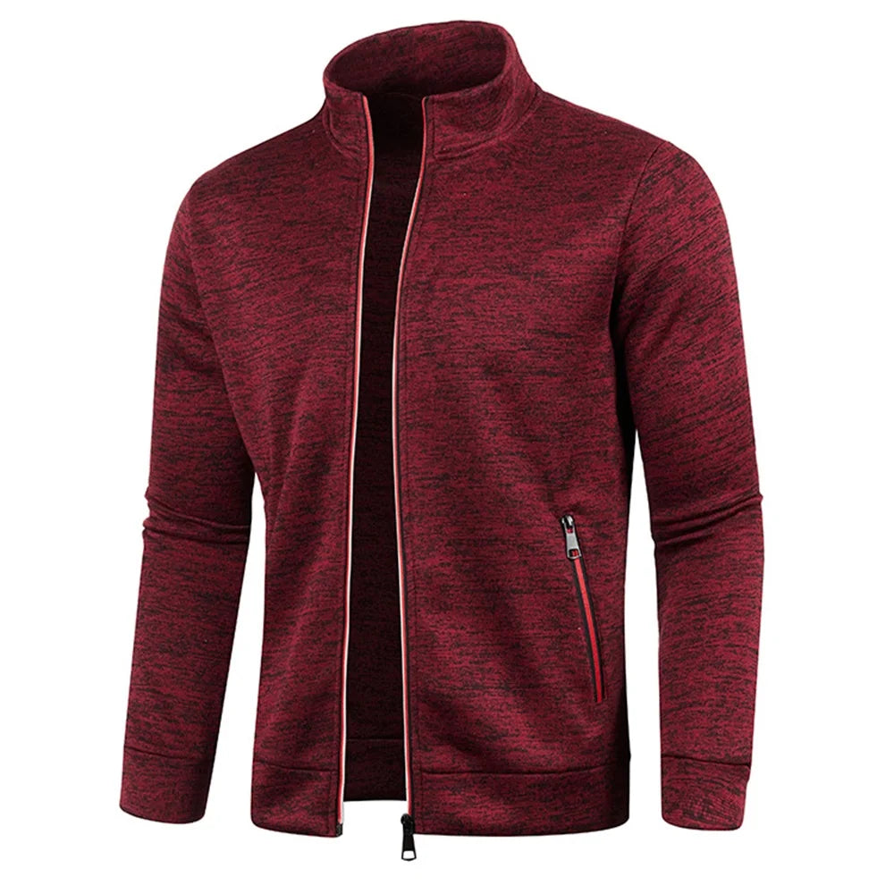 Men’s Zipper Jacket Hoodie – Solid Color Long Sleeve Streetwear Sweatshirt