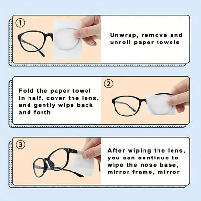 100 Disposable Eyeglass Cleaning Wipes - Individually Packaged, Suitable for Eyeglasses, Smartphones, Tablet Screens - Special for Sensitive Surfaces, No Residue, Phone Screen Cleaning