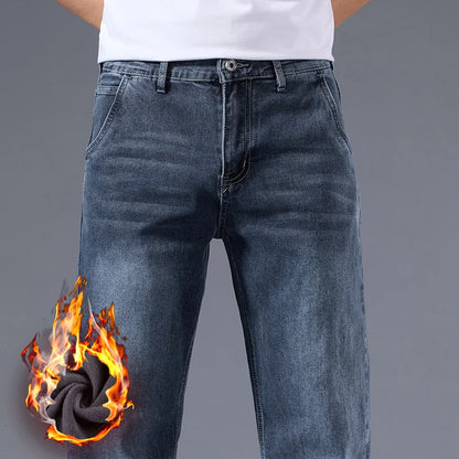 Men’s Loose Straight Leg Jeans – Retro Washed Casual Denim Pants