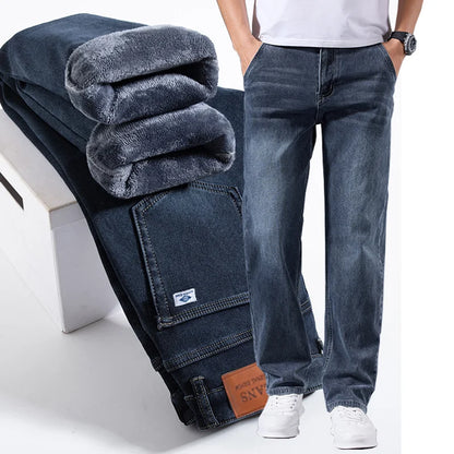 Men’s Loose Straight Leg Jeans – Retro Washed Casual Denim Pants