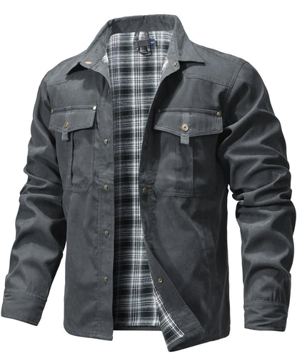 Men’s Flannel Lined Shacket – Casual Snap Button Shirt Jacket (Spring)