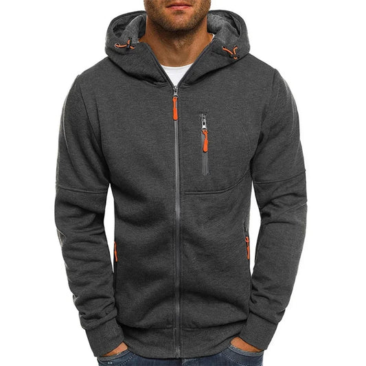 Men’s Zip-Up Hoodie – Long Sleeve Slim Fit Casual Sports Jacket