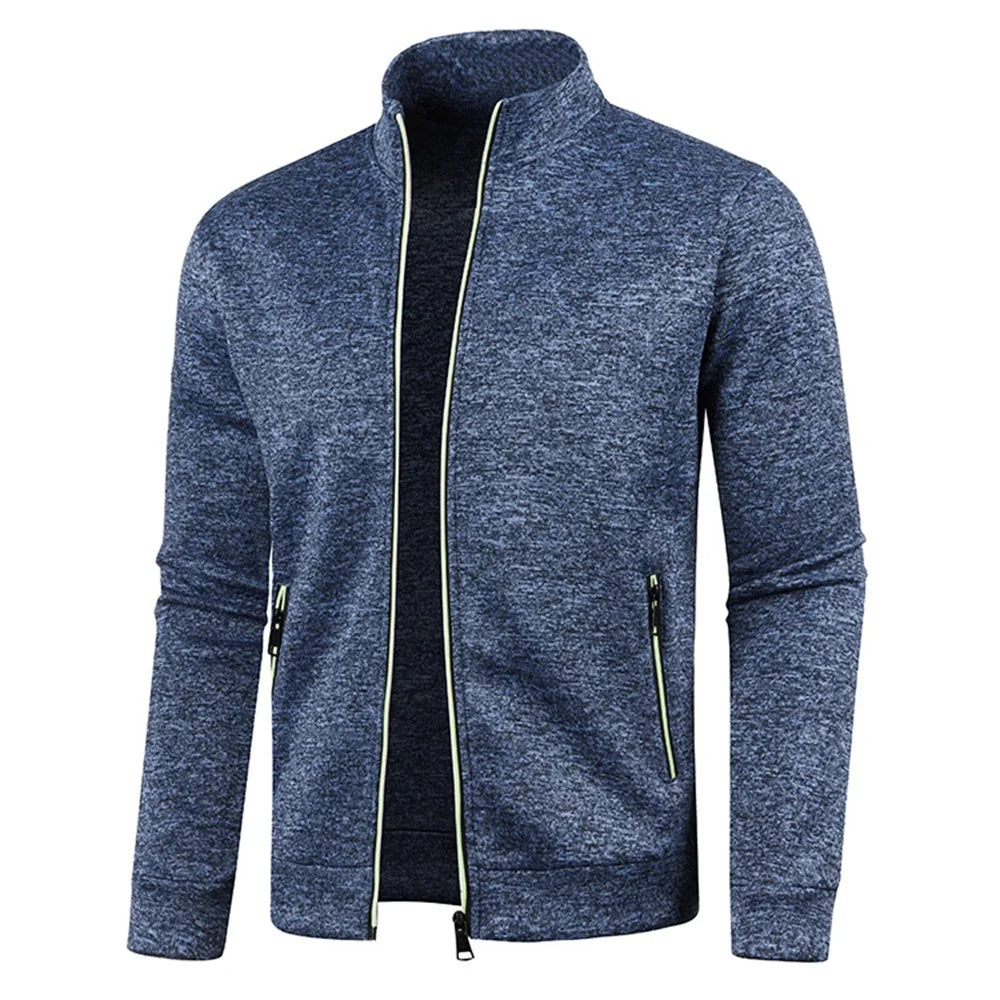 Men’s Zipper Jacket Hoodie – Solid Color Long Sleeve Streetwear Sweatshirt