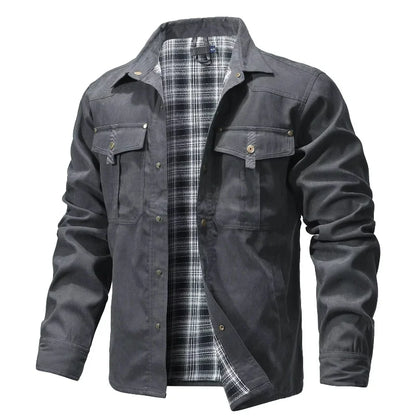 Men’s Flannel Lined Shacket – Casual Snap Button Shirt Jacket (Spring)