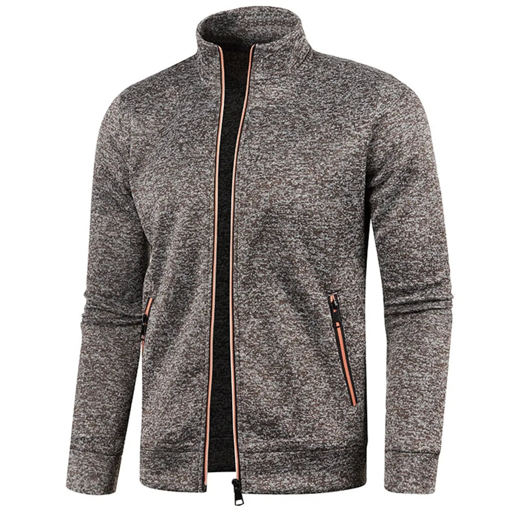 Men’s Zipper Jacket Hoodie – Solid Color Long Sleeve Streetwear Sweatshirt
