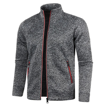 Men’s Zipper Jacket Hoodie – Solid Color Long Sleeve Streetwear Sweatshirt