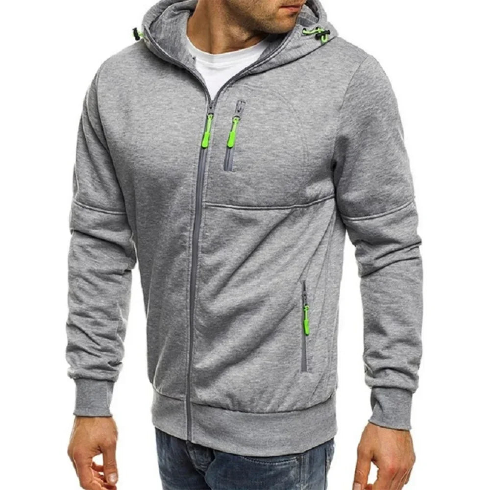 Men’s Zip-Up Hoodie – Long Sleeve Slim Fit Casual Sports Jacket