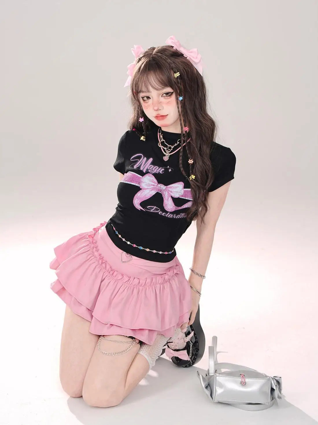 Women’s High Waist Ruffle A Line Skirt Korean Fashion Summer Streetwear Y2K Style