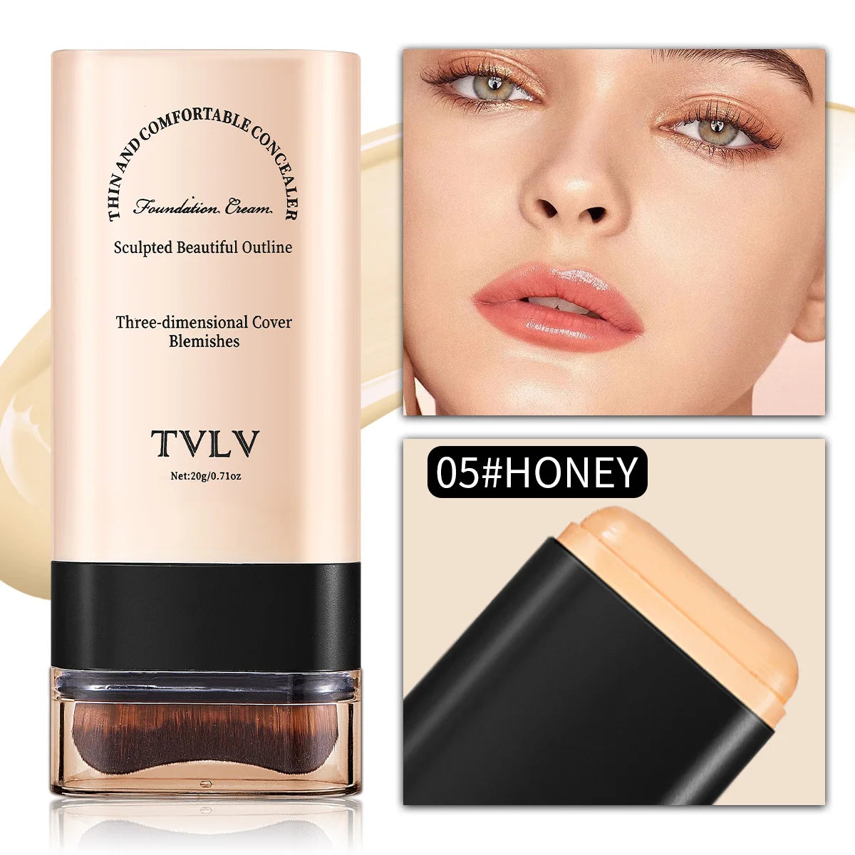 Foundation make-up concealer is light and thin to hold makeup, cover facial defects, and create a clear makeup effect