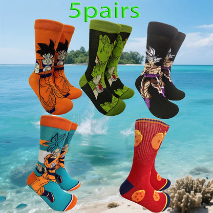 5 pairs of novel cartoon socks for men and women, comfortable gifts for men and women