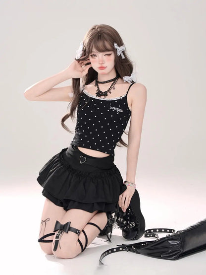 Women’s High Waist Ruffle A Line Skirt Korean Fashion Summer Streetwear Y2K Style