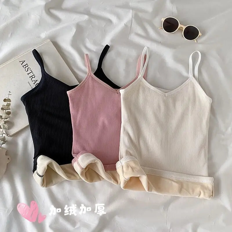 Women’s Velvet Corset Tank Top – Slim Fit Sleeveless Winter Fashion