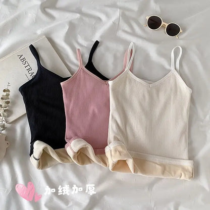 Women’s Velvet Corset Tank Top – Slim Fit Sleeveless Winter Fashion