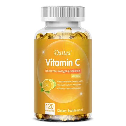 Vitamin C Capsules - 2000mg, Promote Collagen Production, Support Skin and Immune Health, Powerful Antioxidant, 120 Capsules