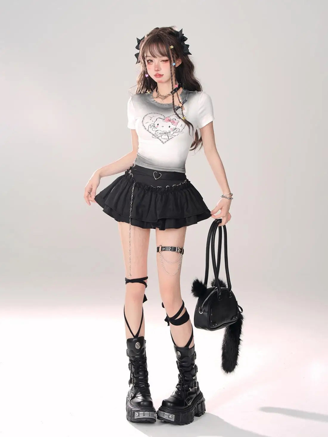 Women’s High Waist Ruffle A Line Skirt Korean Fashion Summer Streetwear Y2K Style