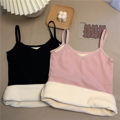 Women’s Velvet Corset Tank Top – Slim Fit Sleeveless Winter Fashion
