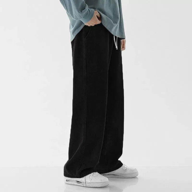 Men’s Loose Straight Leg Jeans – Casual Vintage Durable Cotton Denim