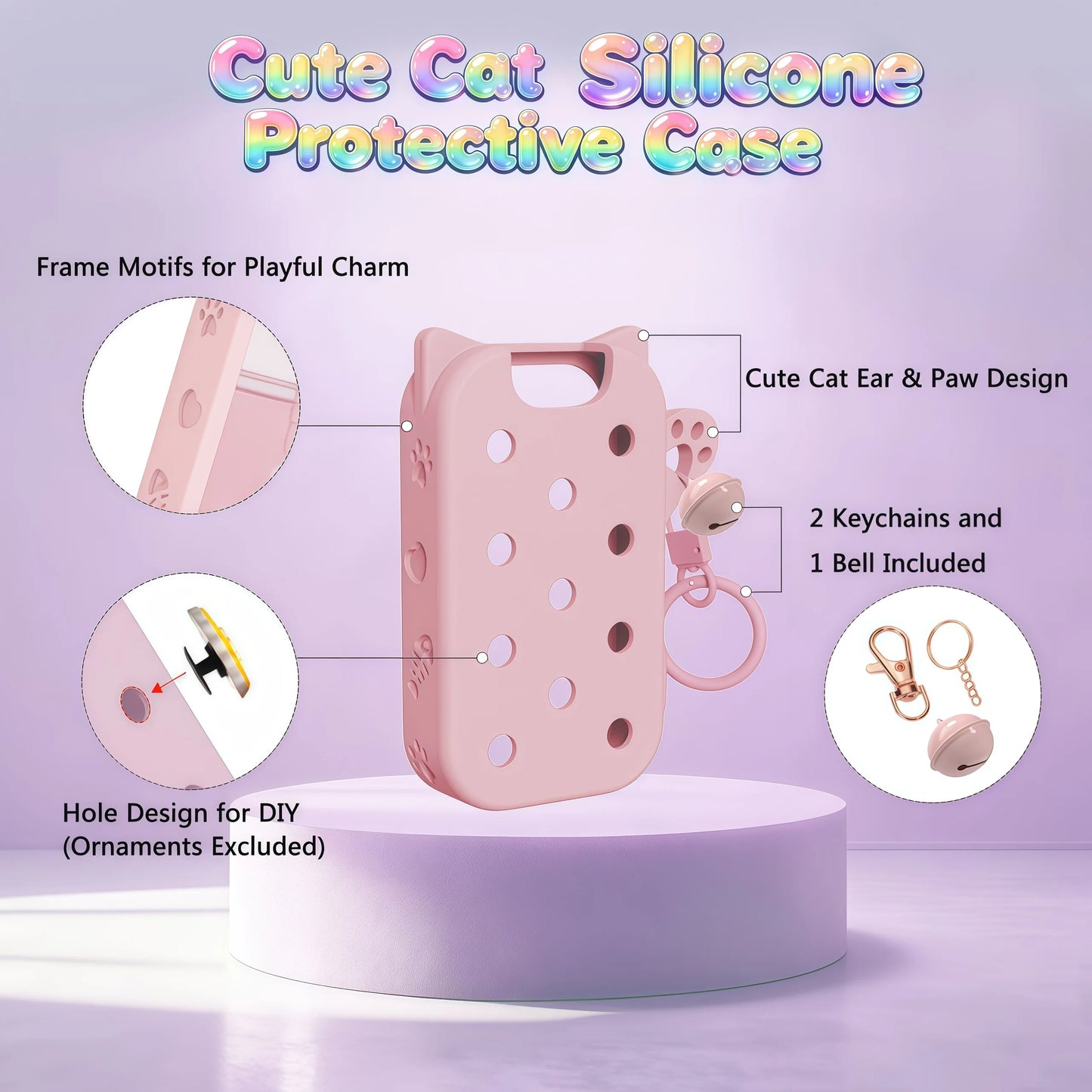 Hand Sanitizer Mist Case 1FL. OZ., Protective and Stylish Hand Sanitizer Spray Accessory, Silicone Case with Keyring，Portable