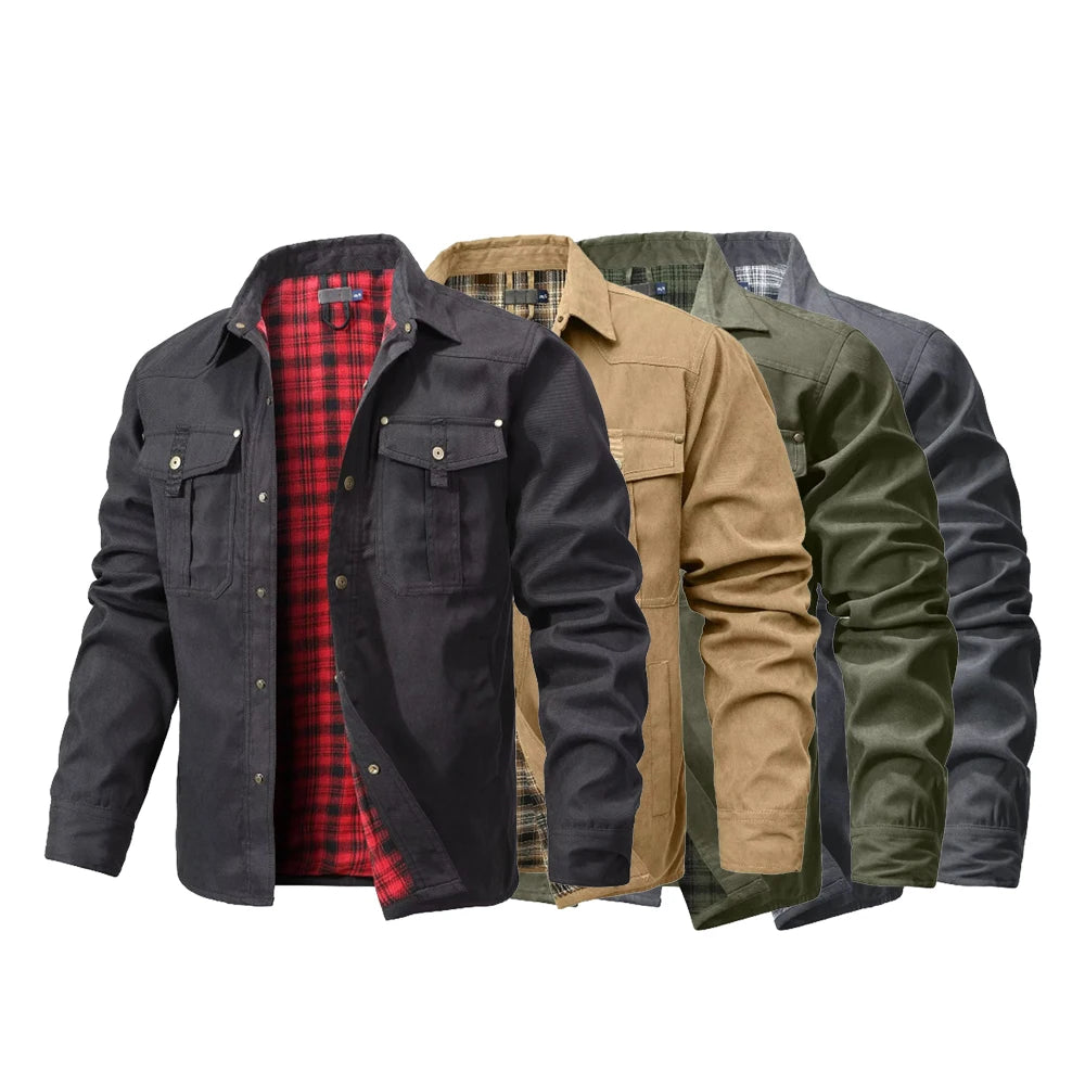 Men’s Flannel Lined Shacket – Casual Snap Button Shirt Jacket (Spring)