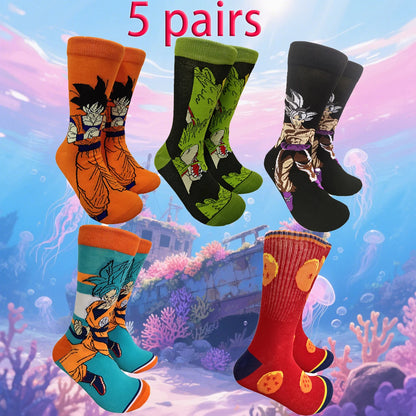 5 pairs of novel cartoon socks for men and women, comfortable gifts for men and women