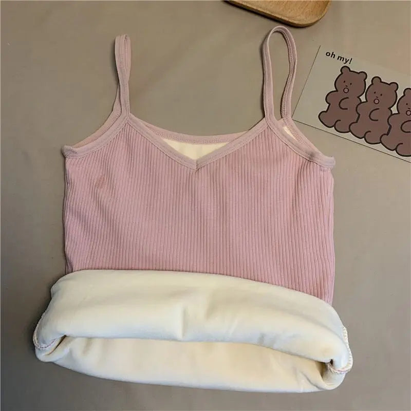 Women’s Velvet Corset Tank Top – Slim Fit Sleeveless Winter Fashion