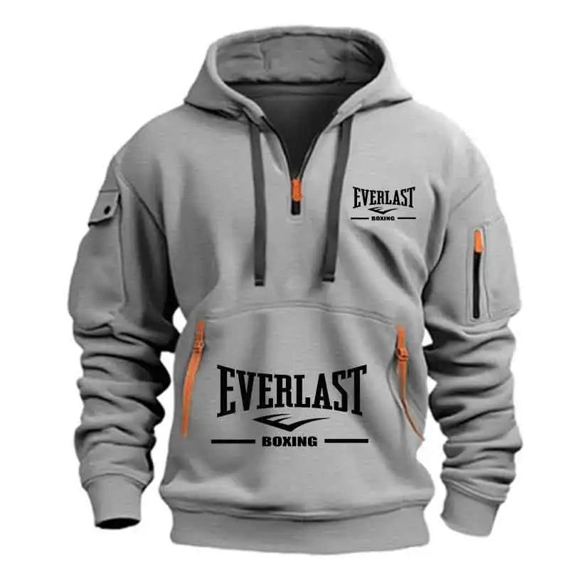 Men’s Half Zip Hoodie – Casual Multi-Pocket Fitness Sweatshirt