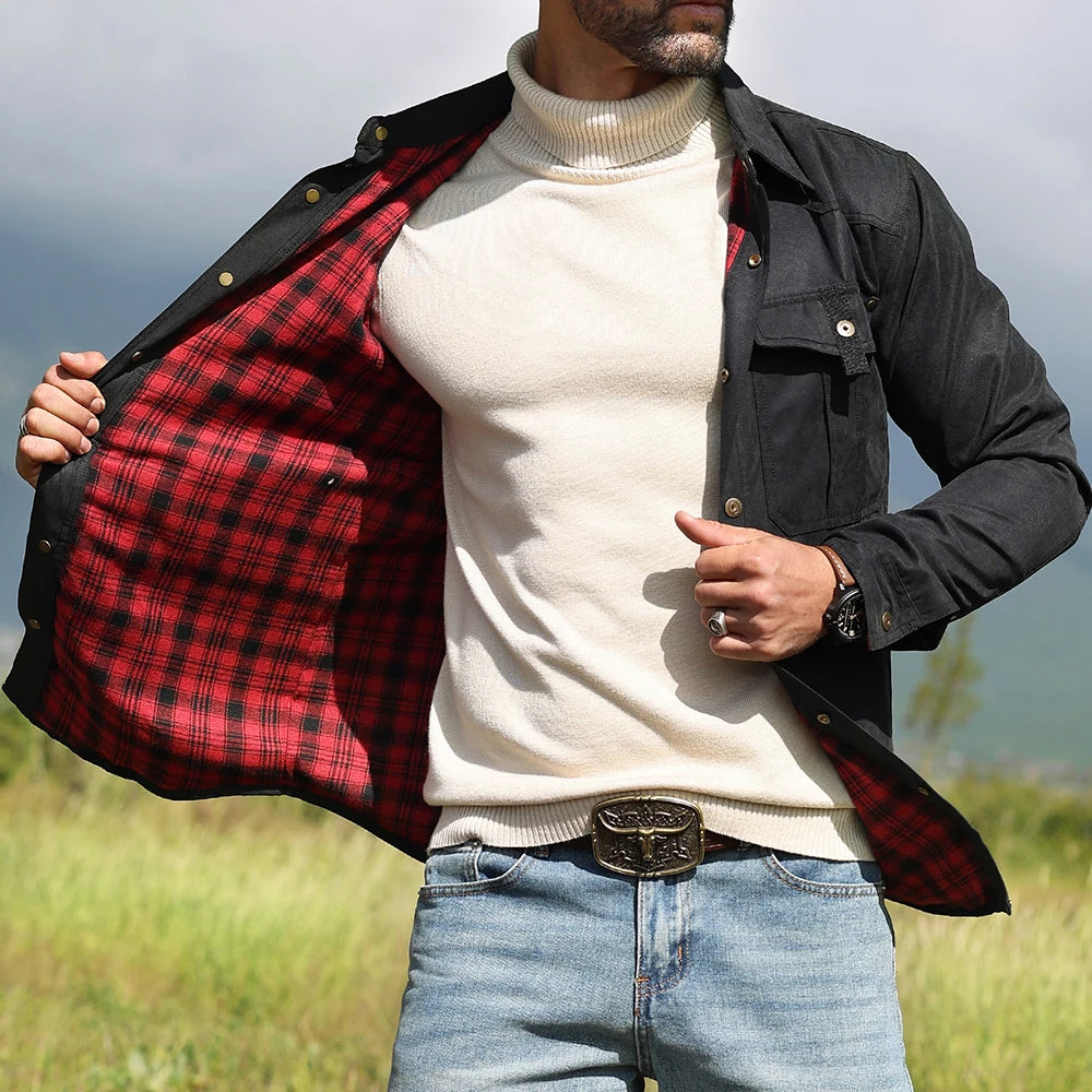 Men’s Flannel Lined Shacket – Casual Snap Button Shirt Jacket (Spring)