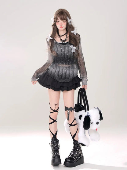 Women’s High Waist Ruffle A Line Skirt Korean Fashion Summer Streetwear Y2K Style