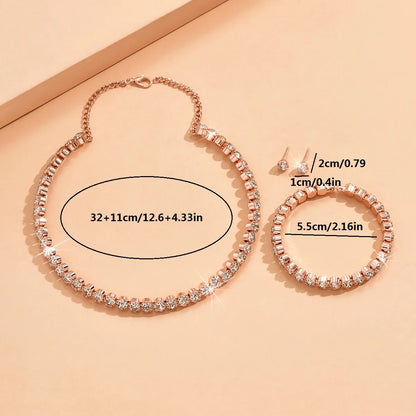 4 pieces of women's fashionable and minimalist necklaces with earrings, bracelets, jewelry sets, banquet and party accessories