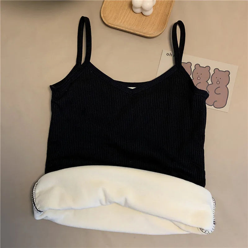 Women’s Velvet Corset Tank Top – Slim Fit Sleeveless Winter Fashion