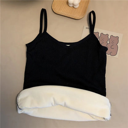 Women’s Velvet Corset Tank Top – Slim Fit Sleeveless Winter Fashion