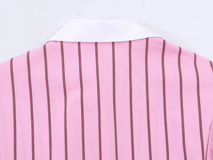 Women’s Color Block Blouse – Elegant Single-Breasted Fashion Top