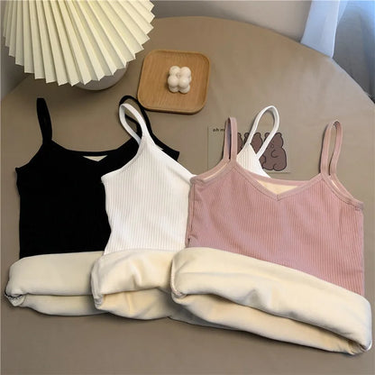 Women’s Velvet Corset Tank Top – Slim Fit Sleeveless Winter Fashion